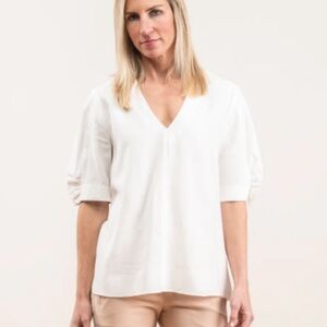 tibi viscose twill V Neck top Sz 8 Classic Minimalist Quite Luxury